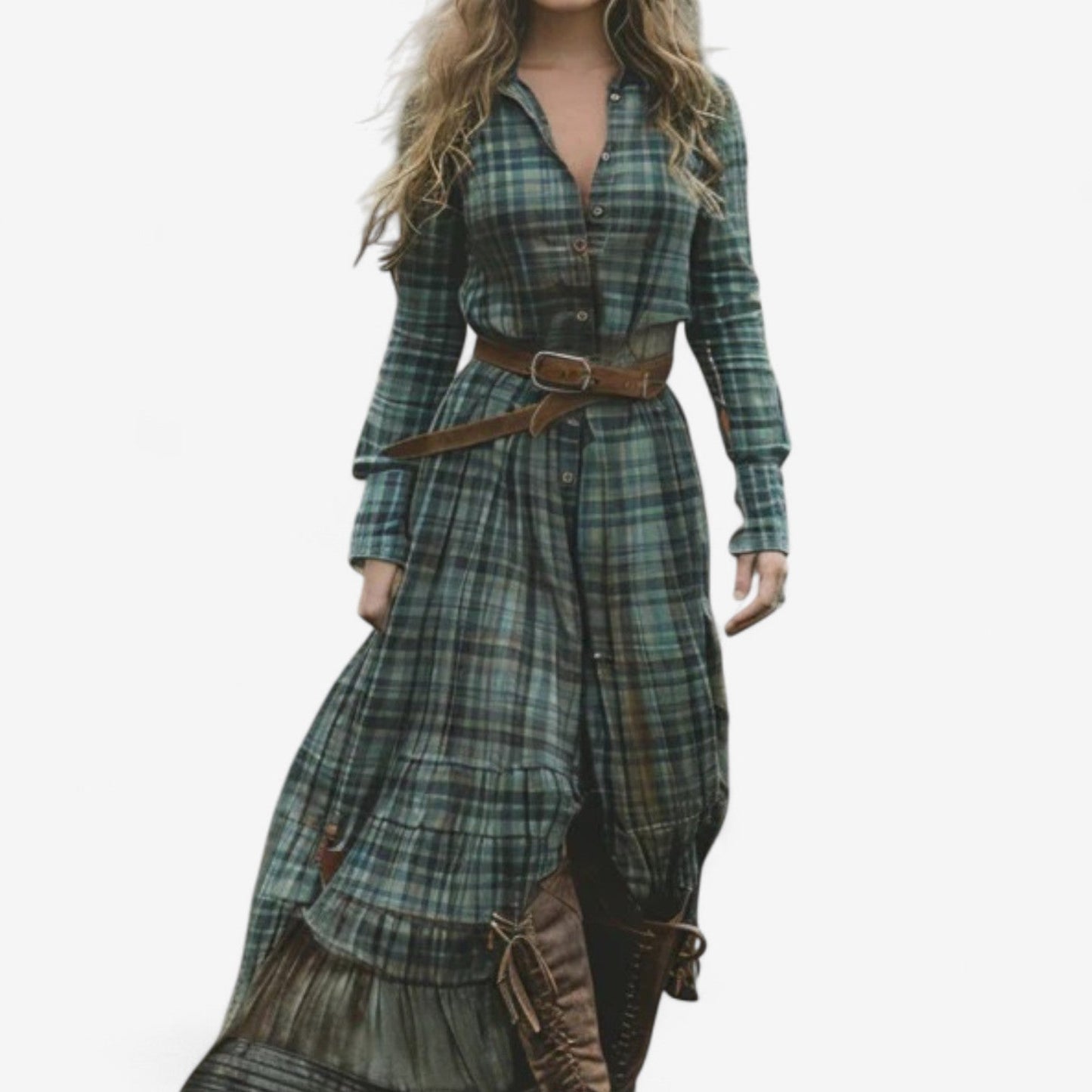 Hannah™ Long Checkered Dress