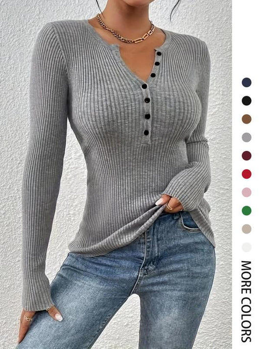 SHASHA™ - Elegant Chic Slim Fit Long Sleeve Round Neck Tops