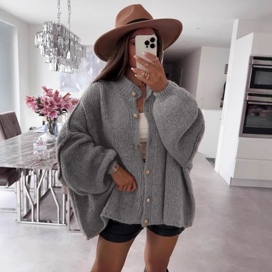 VANDANA™ - Classic Button-Down Long Sleeve Cardigan