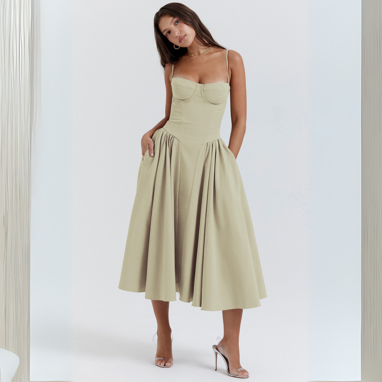 TRENTA™ - Chic Spaghetti Strap Bodycon Midi Dress