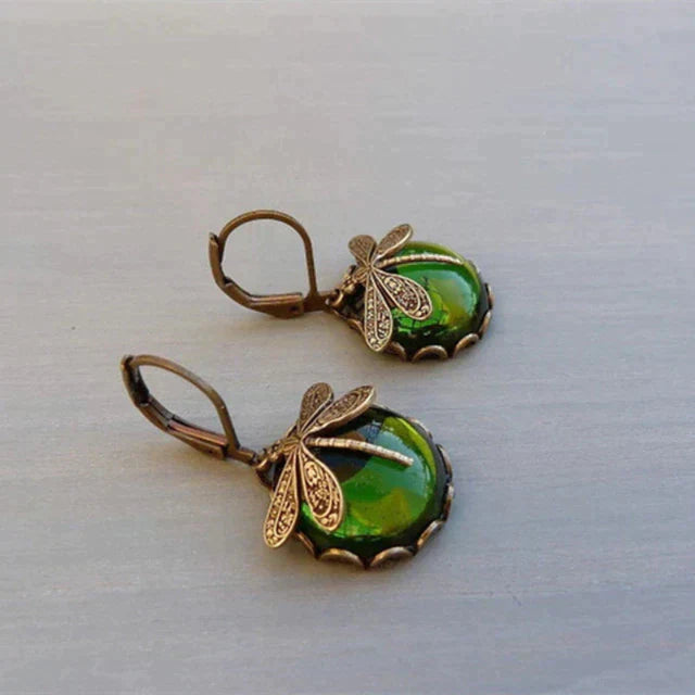 TAMARA™ - Spherical Dragonfly Earrings in Antique Gold