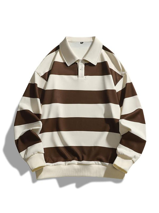 ZOE™ - Classic Fashion Striped Collar Long Sleeve Sweatshirt