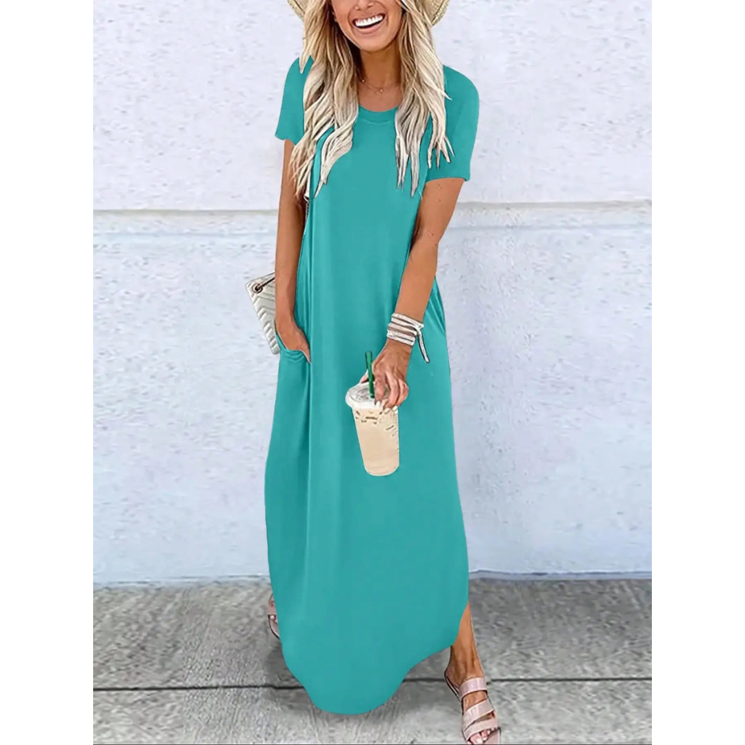 MAGESSA™ – Everyday Relaxed Fit Round Neck Maxi Dress
