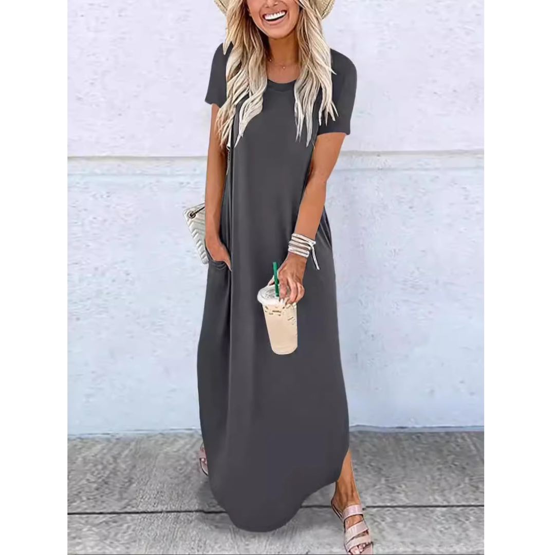 MAGESSA™ – Everyday Relaxed Fit Round Neck Maxi Dress